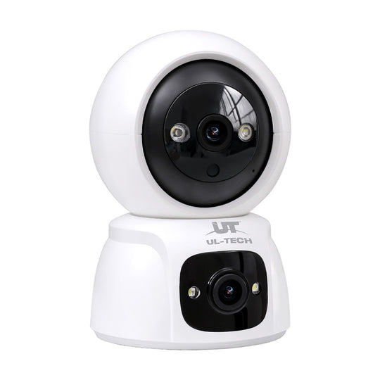 UL-tech 3MP IP Camera offering 355-degree pan, 90-degree tilt, dual lenses, two-way audio, full-color night vision for affordable quality security