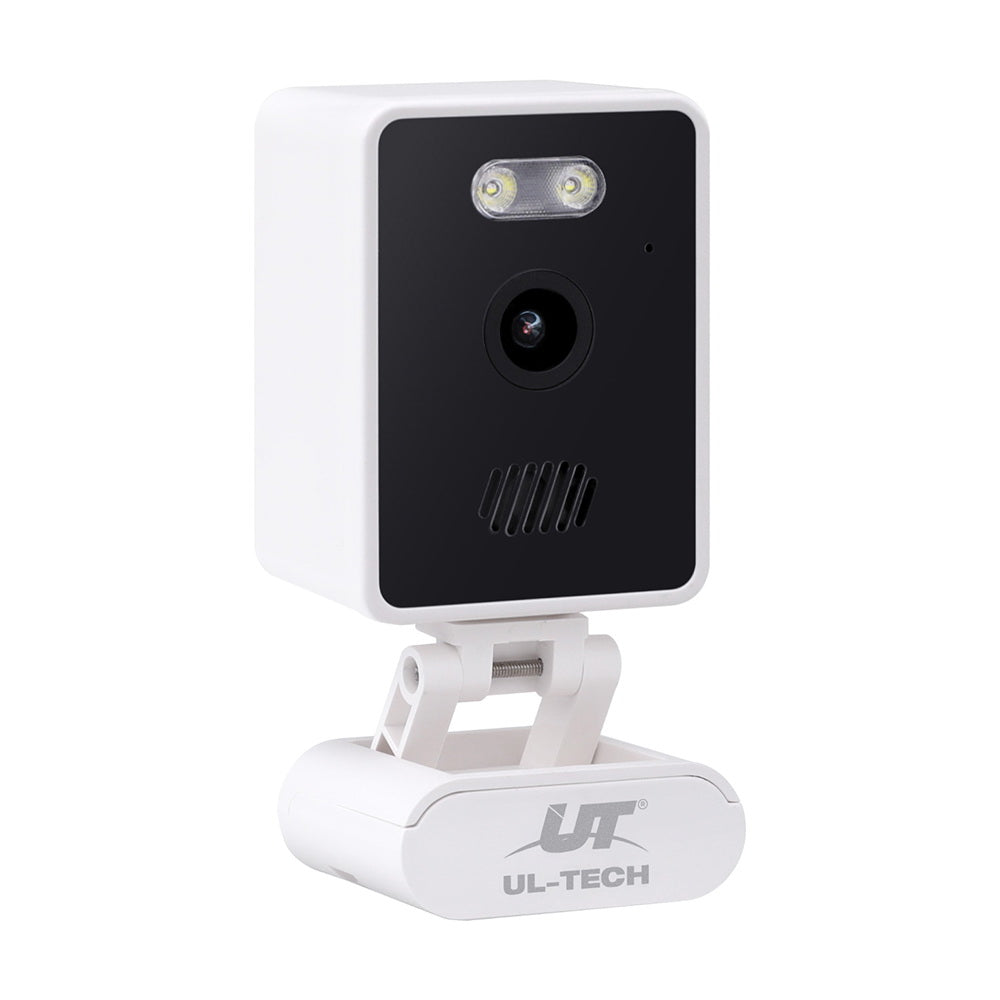 UL-Tech 3MP IP Camera Baby Monitor with 360-degree adjustability, full-colour night vision, and two-way audio on a white base.