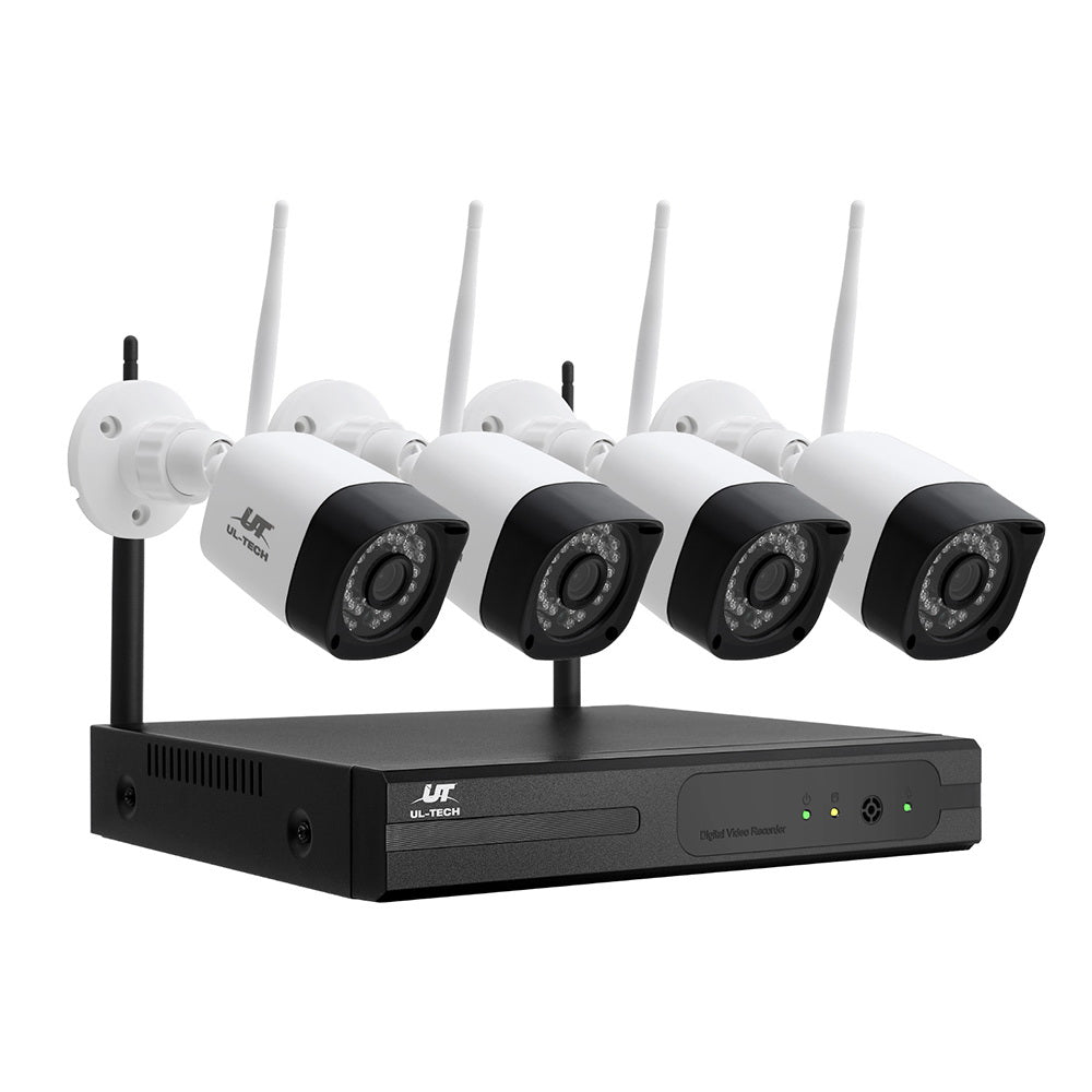 UL-tech 3MP Wireless CCTV 8CH system with 4 square cameras, IP66 weatherproof, quality home security, affordable value furniture solution