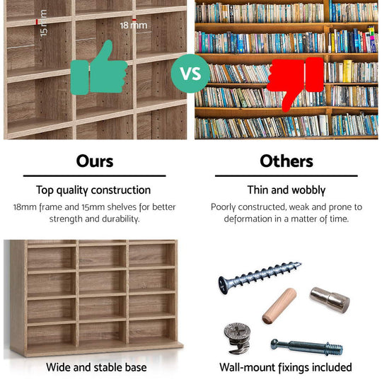 DSZ Product, feed-cond-new, feed-sl-DSZ Freight Payable, newArtiss Bookshelf Cd Storage Rack - Bert Oak - Premium Furniture > Living Room > Bookcases & Shelves from Artiss ! Shop Online Buy Now at S & D's Value Store Family Business Best Customer ServiceDSZ Product, feed-cond-new, feed-sl-DSZ Freight Payable, new