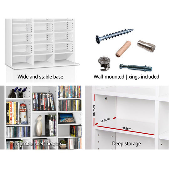 DSZ Product, feed-cond-new, feed-sl-DSZ Freight Payable, newArtiss Bookshelf Cd Storage Rack - Bert White - Premium Furniture > Living Room > Bookcases & Shelves from Artiss ! Shop Online Buy Now at S & D's Value Store Family Business Best Customer ServiceDSZ Product, feed-cond-new, feed-sl-DSZ Freight Payable, new