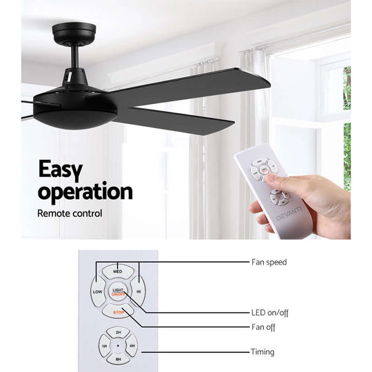 _label_, DSZ Product, feed-cond-new, feed-sl-free shipping, free-shipping, newDevanti 52'' Ceiling Fan W/Remote - Black - Premium Appliances > Fans > Ceiling Fans from Devanti ! Shop Online Buy Now at S & D's Value Store Family Business Best Customer Service_label_, DSZ Product, feed-cond-new, feed-sl-free shipping, free-shipping, new