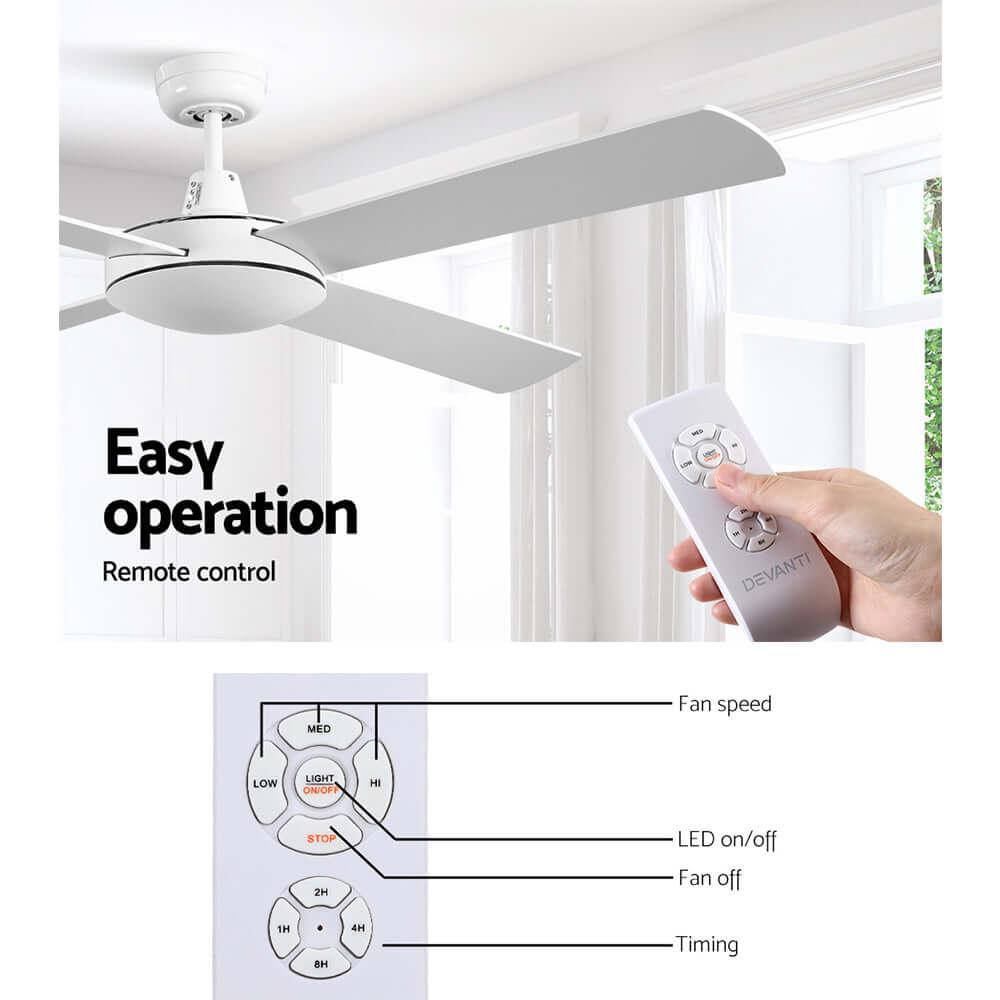 _label_, DSZ Product, feed-cond-new, feed-sl-free shipping, free-shipping, newDevanti 52'' Ceiling Fan W/Remote - White - Premium Appliances > Fans > Ceiling Fans from Devanti ! Shop Online Buy Now at S & D's Value Store Family Business Best Customer Service_label_, DSZ Product, feed-cond-new, feed-sl-free shipping, free-shipping, new