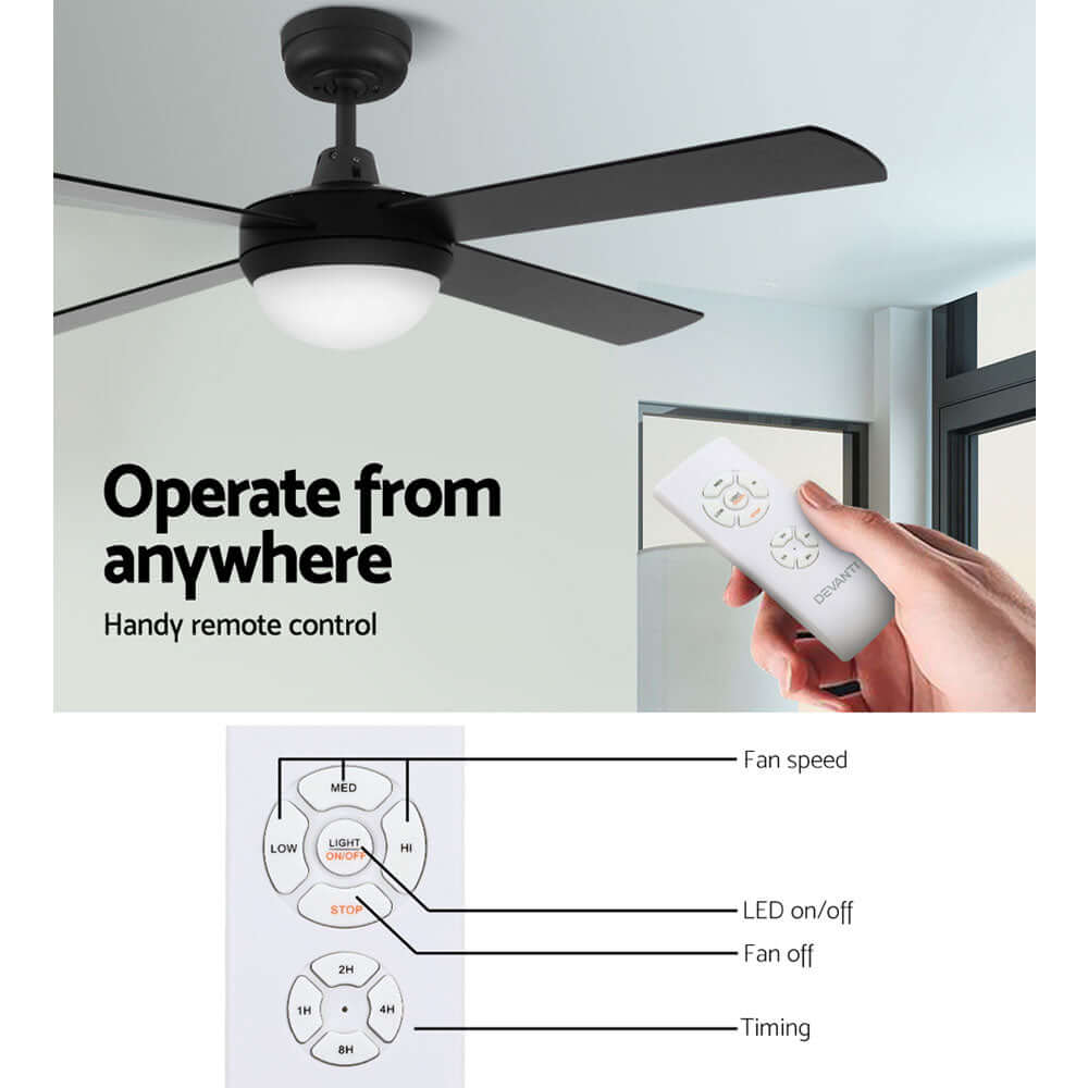 _label_, DSZ Product, feed-cond-new, feed-sl-free shipping, free-shipping, newDevanti 52'' Ceiling Fan Ac Motor W/Light W/Remote - Black - Premium Appliances > Fans > Ceiling Fans from Devanti ! Shop Online Buy Now at S & D's Value Store Family Business Best Customer Service_label_, DSZ Product, feed-cond-new, feed-sl-free shipping, free-shipping, new