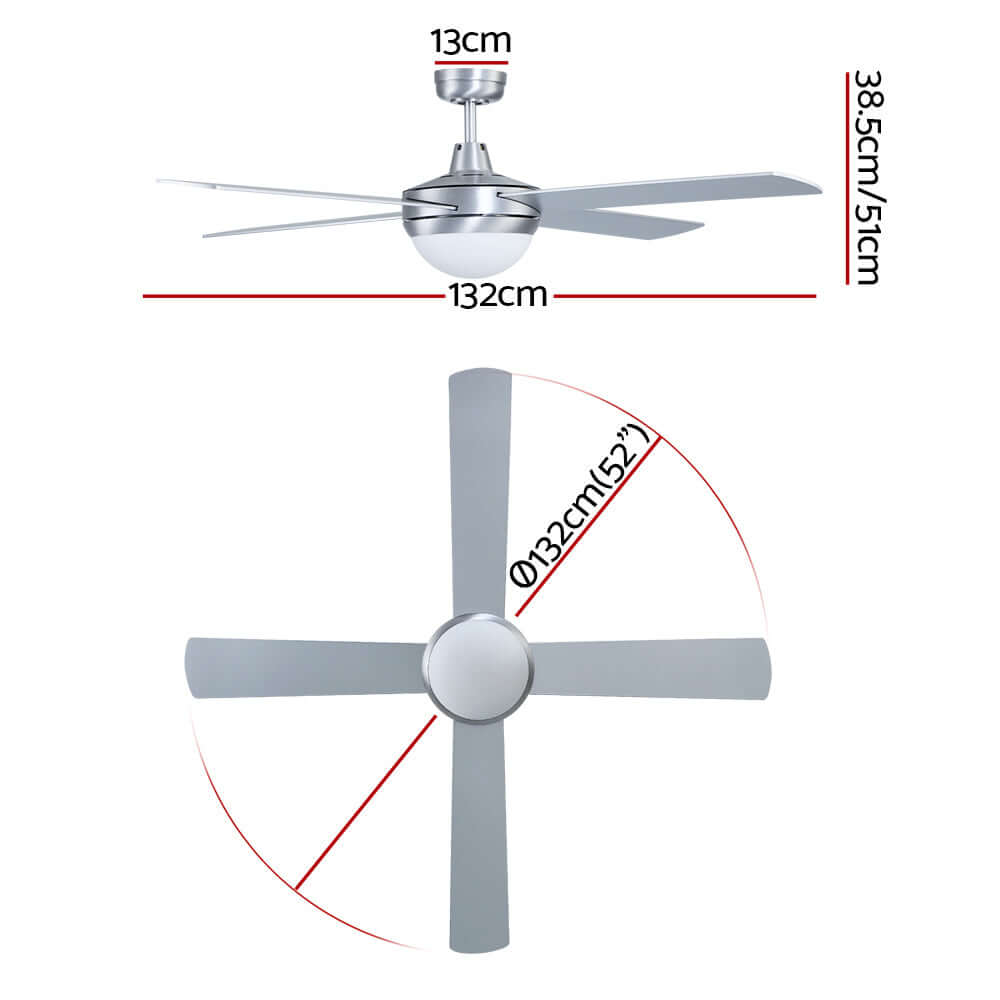 _label_, DSZ Product, feed-cond-new, feed-sl-free shipping, free-shipping, newDevanti 52'' Ceiling Fan Ac Motor W/Light W/Remote - Silver - Premium Appliances > Fans > Ceiling Fans from Devanti ! Shop Online Buy Now at S & D's Value Store Family Business Best Customer Service_label_, DSZ Product, feed-cond-new, feed-sl-free shipping, free-shipping, new