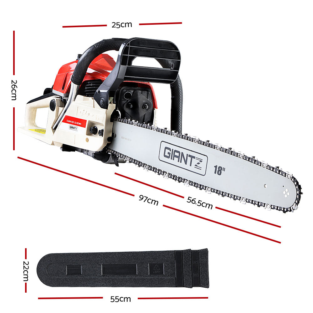 เลื่อยโซ่ยนต์ Giantz เบนซิน 75CC บาร์ 18 นิ้ว เลื่อยโซ่ยนต์ตัดแต่งกิ่งไม้เชิงพาณิชย์แบบ E-Start, เลื่อยโซ่ยนต์ Giantz เบนซิน 52CC บาร์ 20 นิ้ว เลื่อยโซ่ยนต์ตัดแต่งกิ่งไม้เชิงพาณิชย์แบบ E-Start 5.2HP