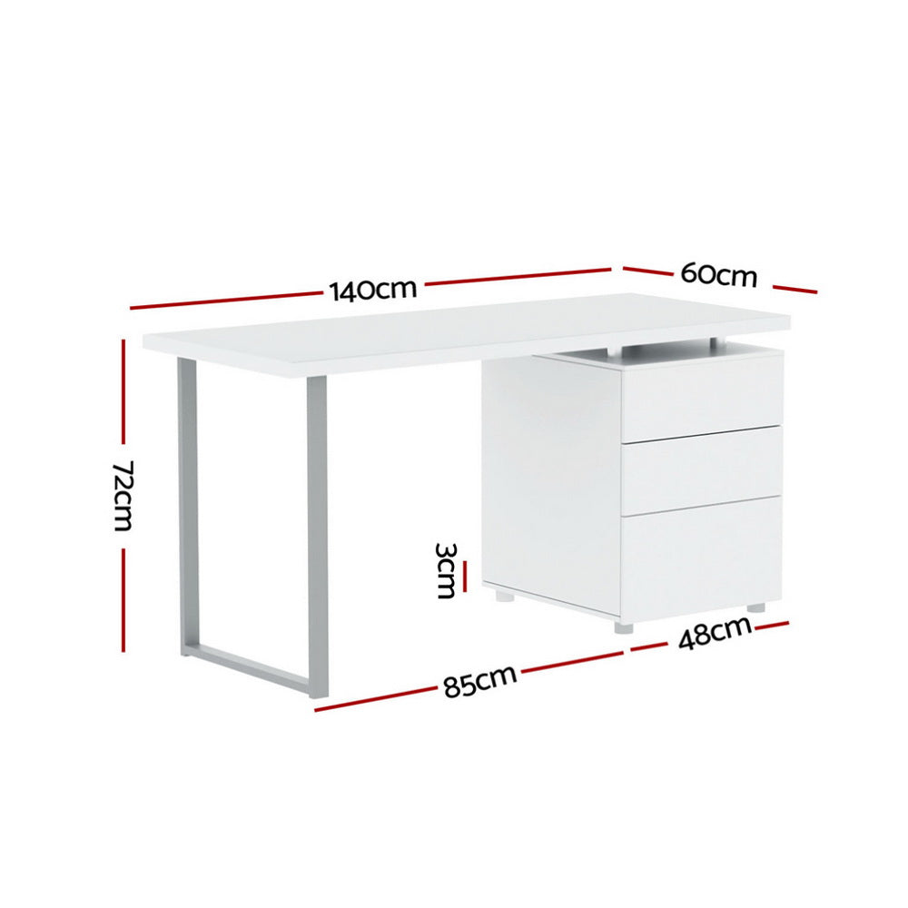 Artiss Computer Desk Drawer White 140Cm