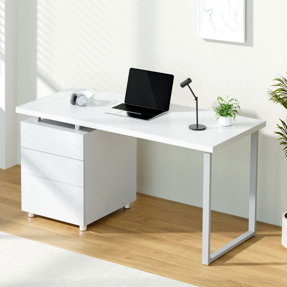 Artiss Computer Desk Drawer White 140Cm