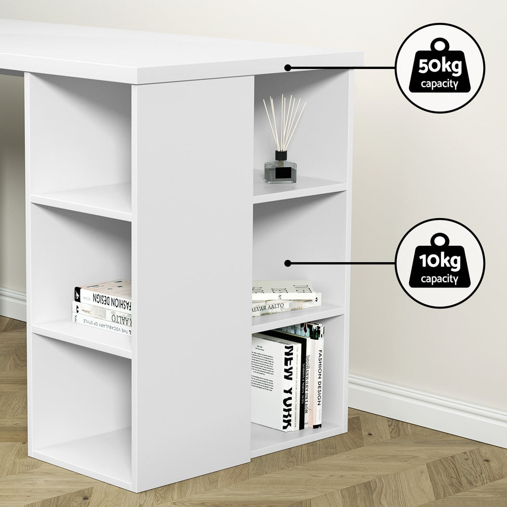 Artiss Computer Desk Bookshelf White 150CM