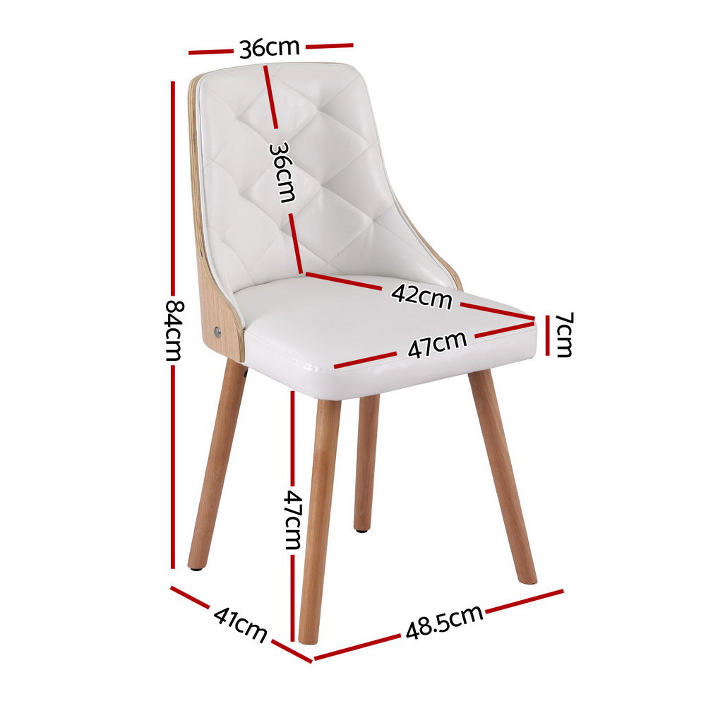 1 Set of 2 Artiss Dining Chairs White PU