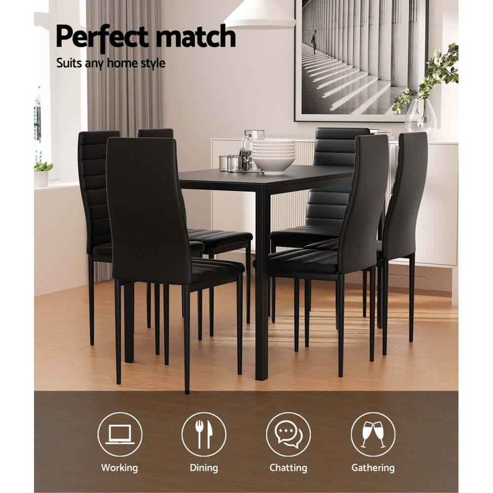 DSZ Product, feed-cond-new, feed-sl-DSZ Freight PayableArtiss Dining Chairs and Table Dining Set 6 Chair Set Of 7 Black - Premium Furniture > Dining > Dining Set from Artiss ! Shop Online Buy Now at S & D's Value Store Family Business Best Customer ServiceDSZ Product, feed-cond-new, feed-sl-DSZ Freight Payable