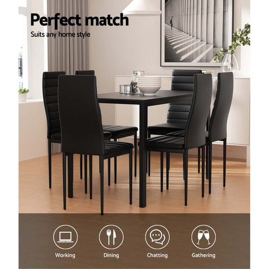 DSZ Product, feed-cond-new, feed-sl-DSZ Freight PayableArtiss Dining Chairs and Table Dining Set 6 Chair Set Of 7 Black - Premium Furniture > Dining > Dining Set from Artiss ! Shop Online Buy Now at S & D's Value Store Family Business Best Customer ServiceDSZ Product, feed-cond-new, feed-sl-DSZ Freight Payable