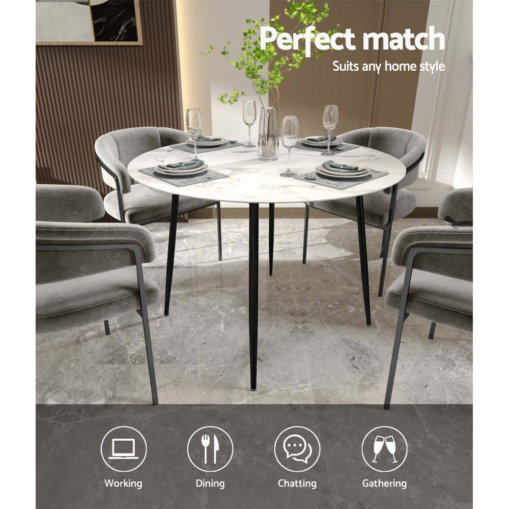 DSZ Product, feed-cond-new, feed-sl-DSZ Freight PayableArtiss Dining Table Round Marble Effect 110CM - Premium Furniture > Dining > Dining Tables from Artiss ! Shop Online Buy Now at S & D's Value Store Family Business Best Customer ServiceDSZ Product, feed-cond-new, feed-sl-DSZ Freight Payable