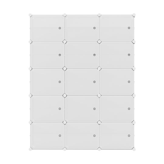 Artiss DIY shoe rack storage cabinet with 15 stackable white cubes, ideal for organizing shoes and more.