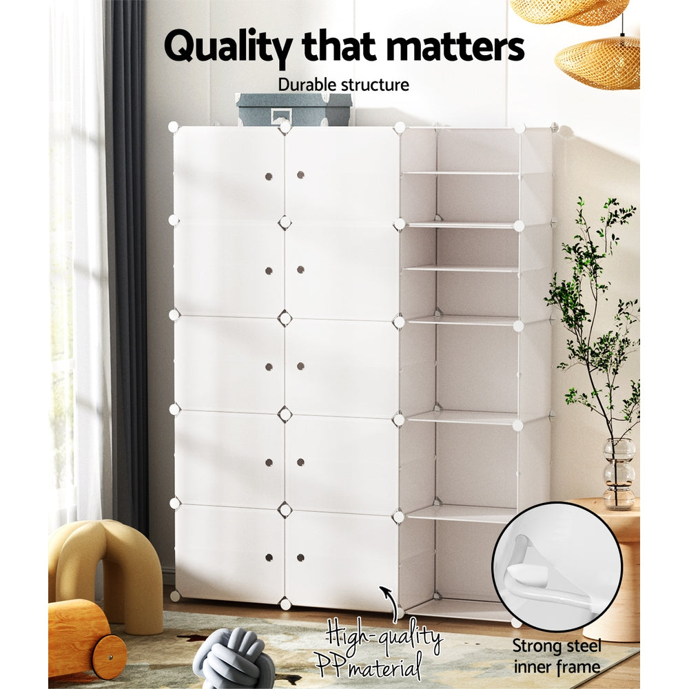 Artiss DIY shoe rack storage cabinet in white, showcasing durable structure and high-quality PP material.