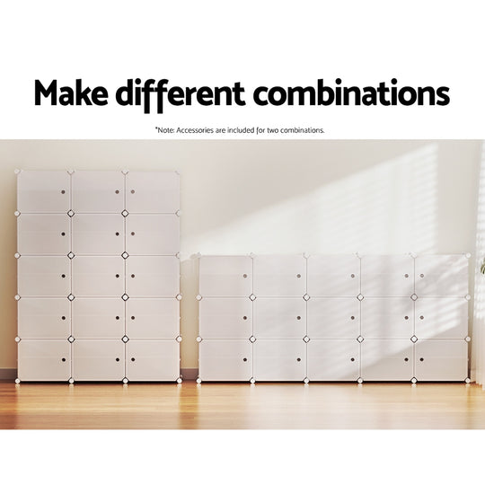 Artiss DIY storage cabinet with multiple cube combinations, showcasing its versatile design and arrangement options.