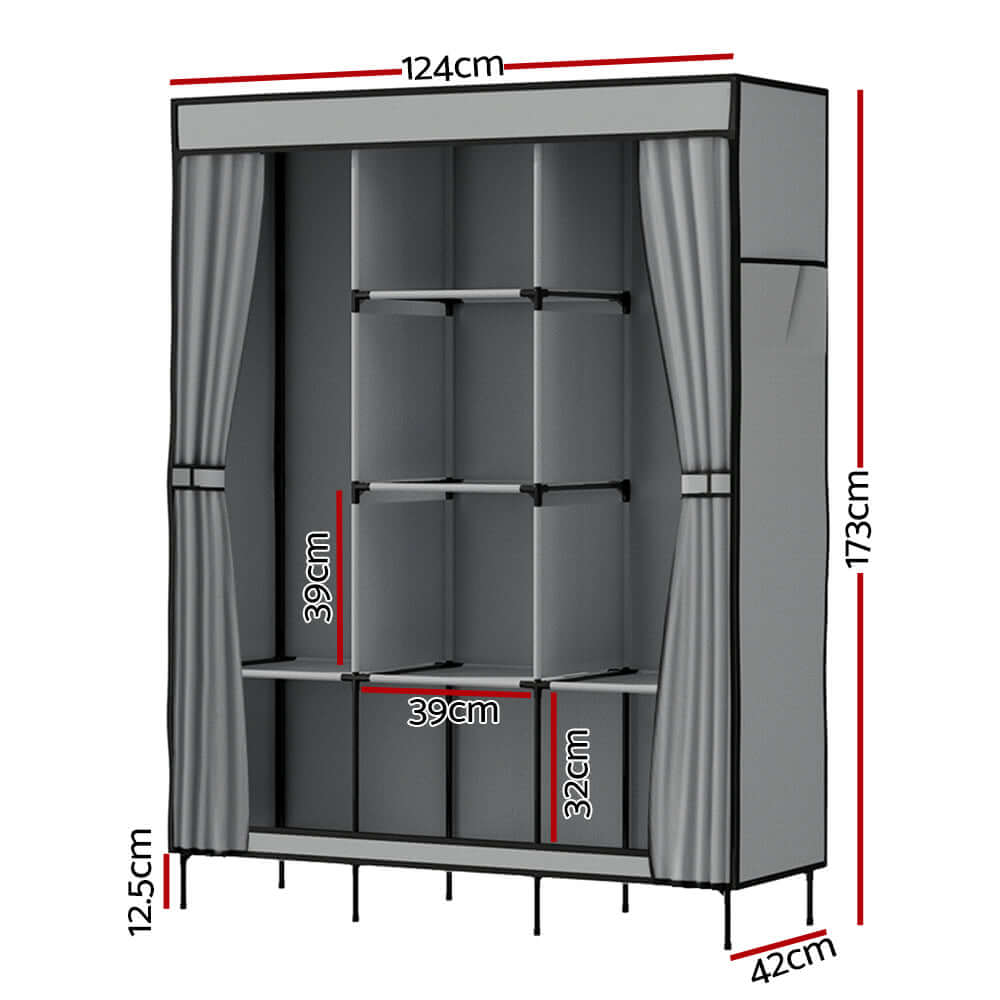 _label_, DSZ Product, feed-cond-new, feed-sl-free shipping, free-shipping, newArtiss Large Portable Clothes Closet Wardrobe With Shelf Grey - Premium Home & Garden > Storage > Clothing & Wardrobe Storage from Artiss ! Shop Online Buy Now at S & D's Value Store Family Business Best Customer Service_label_, DSZ Product, feed-cond-new, feed-sl-free shipping, free-shipping, new