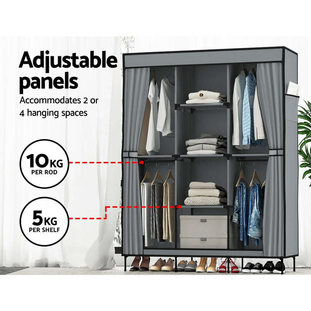 _label_, DSZ Product, feed-cond-new, feed-sl-free shipping, free-shipping, newArtiss Large Portable Clothes Closet Wardrobe With Shelf Grey - Premium Home & Garden > Storage > Clothing & Wardrobe Storage from Artiss ! Shop Online Buy Now at S & D's Value Store Family Business Best Customer Service_label_, DSZ Product, feed-cond-new, feed-sl-free shipping, free-shipping, new