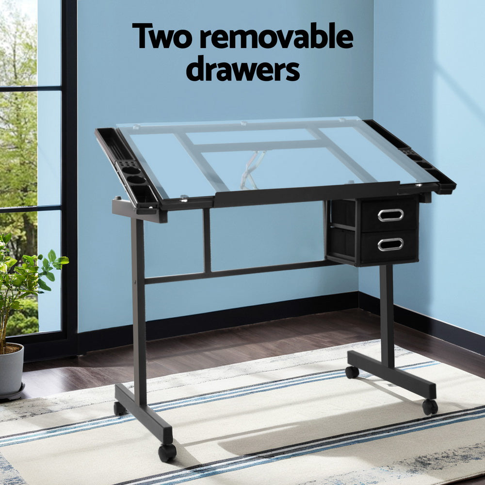 Artiss Drawing Desk Drafting Table Black