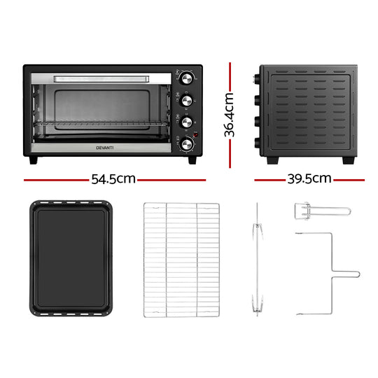 Devanti 45L Convection Oven Electric Fryer Ovens 1800W