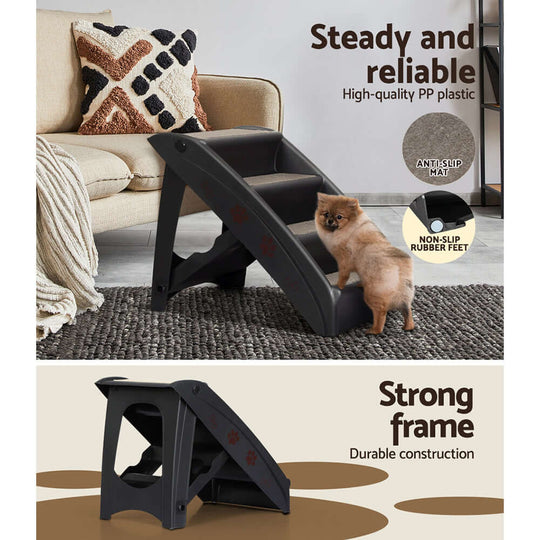 _label_, DSZ Product, feed-cond-new, feed-sl-free shipping, free-shipping, newI.Pet Dog Ramp Steps For Bed Sofa Car Pet Stairs Ladder Portable Foldable Black - Premium Pet Care > Dog Supplies > Dog Steps & Ramps from I.Pet ! Shop Online Buy Now at S & D's Value Store Family Business Best Customer Service_label_, DSZ Product, feed-cond-new, feed-sl-free shipping, free-shipping, new