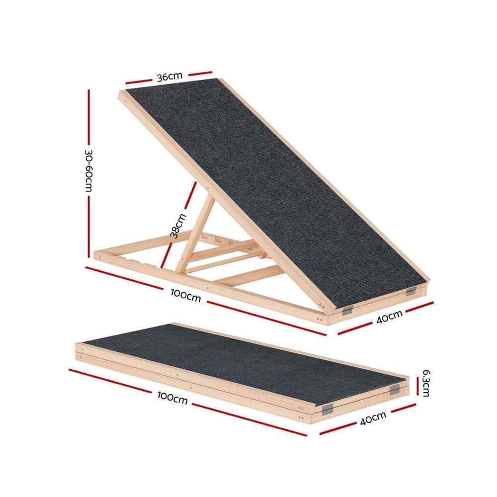 _label_, DSZ Product, feed-cond-new, feed-sl-free shipping, free-shipping, newI.Pet Dog Ramp 100Cm Adjustable Height Wooden Steps Stairs For Bed Sofa Car Foldable - Premium Pet Care > Dog Supplies > Dog Steps & Ramps from I.Pet ! Shop Online Buy Now at S & D's Value Store Family Business Best Customer Service_label_, DSZ Product, feed-cond-new, feed-sl-free shipping, free-shipping, new