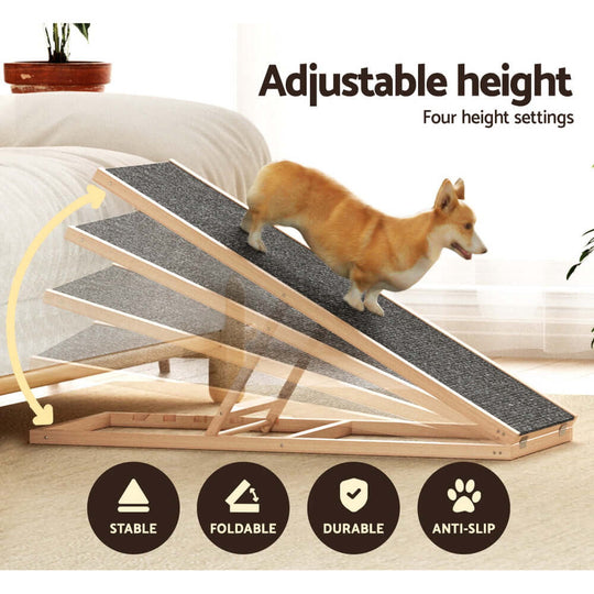 _label_, DSZ Product, feed-cond-new, feed-sl-free shipping, free-shipping, newI.Pet Dog Ramp 100Cm Adjustable Height Wooden Steps Stairs For Bed Sofa Car Foldable - Premium Pet Care > Dog Supplies > Dog Steps & Ramps from I.Pet ! Shop Online Buy Now at S & D's Value Store Family Business Best Customer Service_label_, DSZ Product, feed-cond-new, feed-sl-free shipping, free-shipping, new