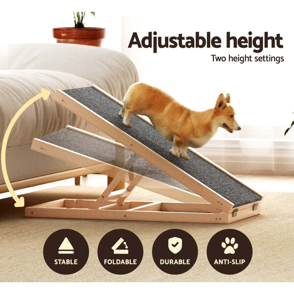 _label_, DSZ Product, feed-cond-new, feed-sl-free shipping, free-shipping, newI.Pet Dog Ramp 70Cm Adjustable Height Wooden Steps Stairs For Bed Sofa Car Foldable - Premium Pet Care > Dog Supplies > Dog Steps & Ramps from I.Pet ! Shop Online Buy Now at S & D's Value Store Family Business Best Customer Service_label_, DSZ Product, feed-cond-new, feed-sl-free shipping, free-shipping, new