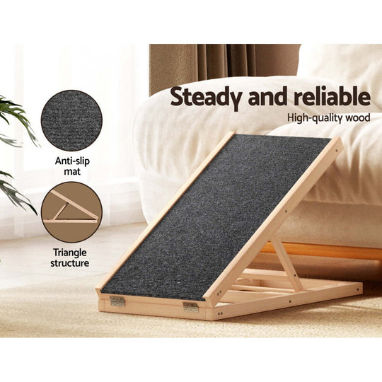 _label_, DSZ Product, feed-cond-new, feed-sl-free shipping, free-shipping, newI.Pet Dog Ramp 70Cm Adjustable Height Wooden Steps Stairs For Bed Sofa Car Foldable - Premium Pet Care > Dog Supplies > Dog Steps & Ramps from I.Pet ! Shop Online Buy Now at S & D's Value Store Family Business Best Customer Service_label_, DSZ Product, feed-cond-new, feed-sl-free shipping, free-shipping, new