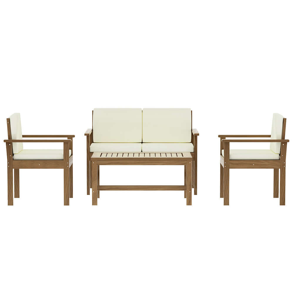 Gardeon 4-Piece Outdoor Sofa Set Wooden Couch Lounge Setting