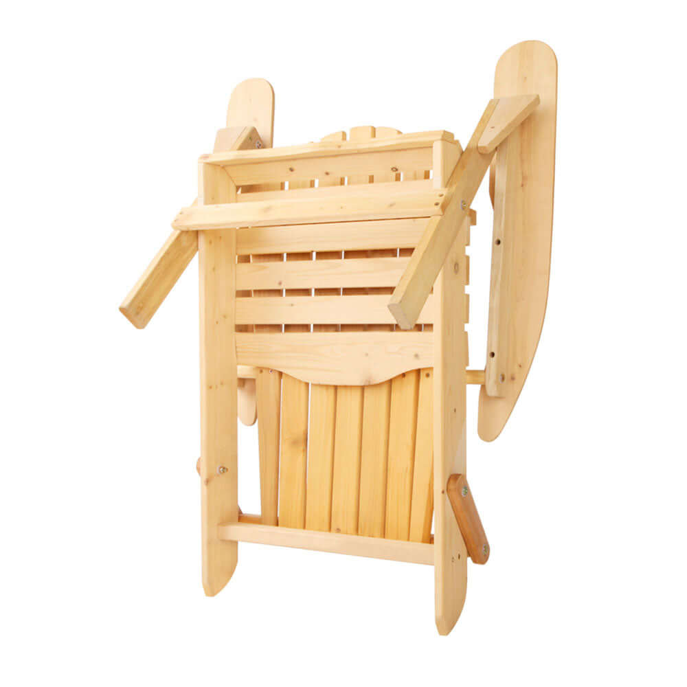 Folding Gardeon Adirondack chair made of Hemlock wood, perfect for outdoor relaxation, affordable patio furniture.