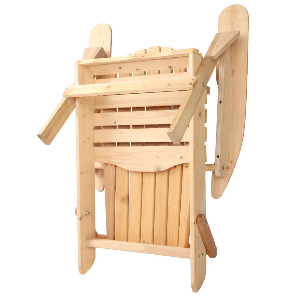 Folding Gardeon Adirondack outdoor chair made of natural fir wood, showcasing portable design ideal for relaxation.