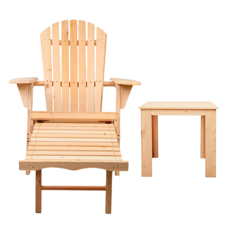 Gardeon 3PC Adirondack outdoor table and chairs set, ideal for beach, patio, and DIY relaxation.