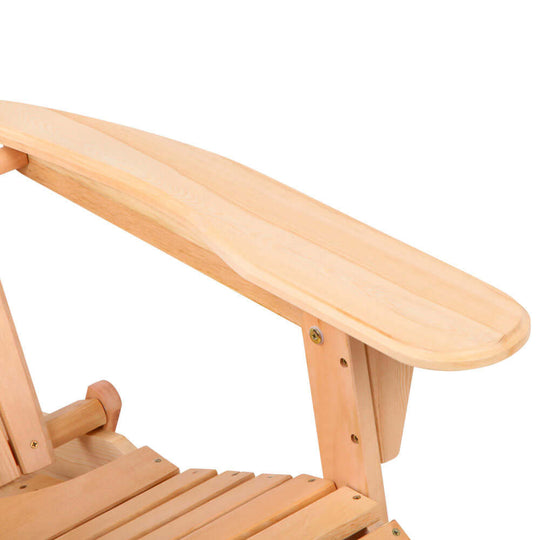 Gardeon wooden Adirondack chair armrest close-up, showcasing quality craftsmanship for outdoor relaxation.