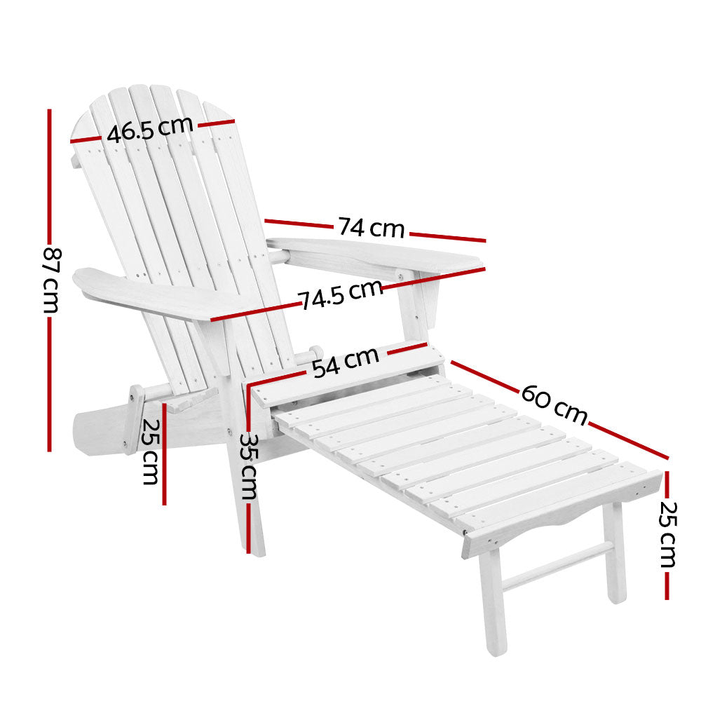 DSZ Product, feed-cond-new, feed-sl-DSZ Freight Payable, newGardeon Sun Lounge Outdoor Chairs Wooden Foldable Patio Furniture Adirondack White - Premium Furniture > Outdoor > Outdoor Sofas & Lounge Sets from Gardeon ! Shop Online Buy Now at S & D's Value Store Family Business Best Customer ServiceDSZ Product, feed-cond-new, feed-sl-DSZ Freight Payable, new