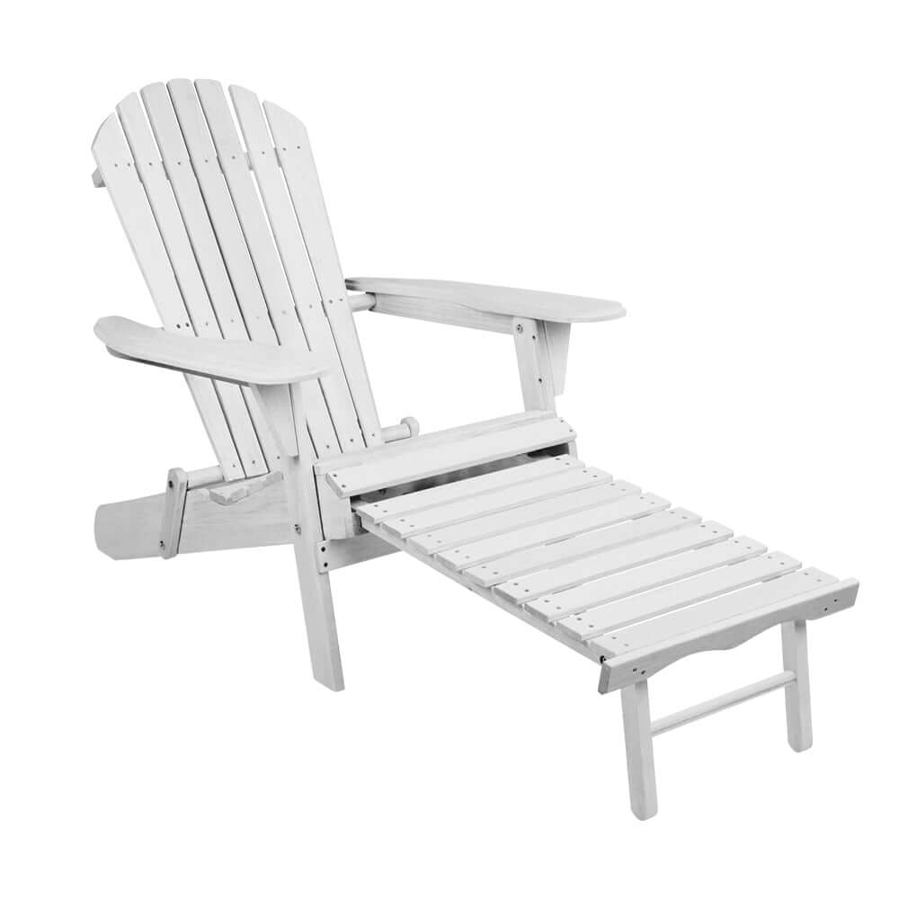 Affordable Gardeon 2PC Adirondack chair and footstool set, stylish outdoor lounge furniture for relaxation.