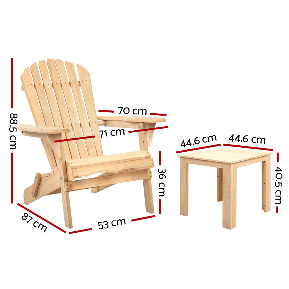 DSZ Product, feed-cond-new, feed-sl-DSZ Freight Payable, newGardeon 3Pc Adirondack Outdoor Table And Chairs Wooden Foldable Beach Chair Natural - Premium Furniture > Outdoor > Outdoor Sofas & Lounge Sets from Gardeon ! Shop Online Buy Now at S & D's Value Store Family Business Best Customer ServiceDSZ Product, feed-cond-new, feed-sl-DSZ Freight Payable, new