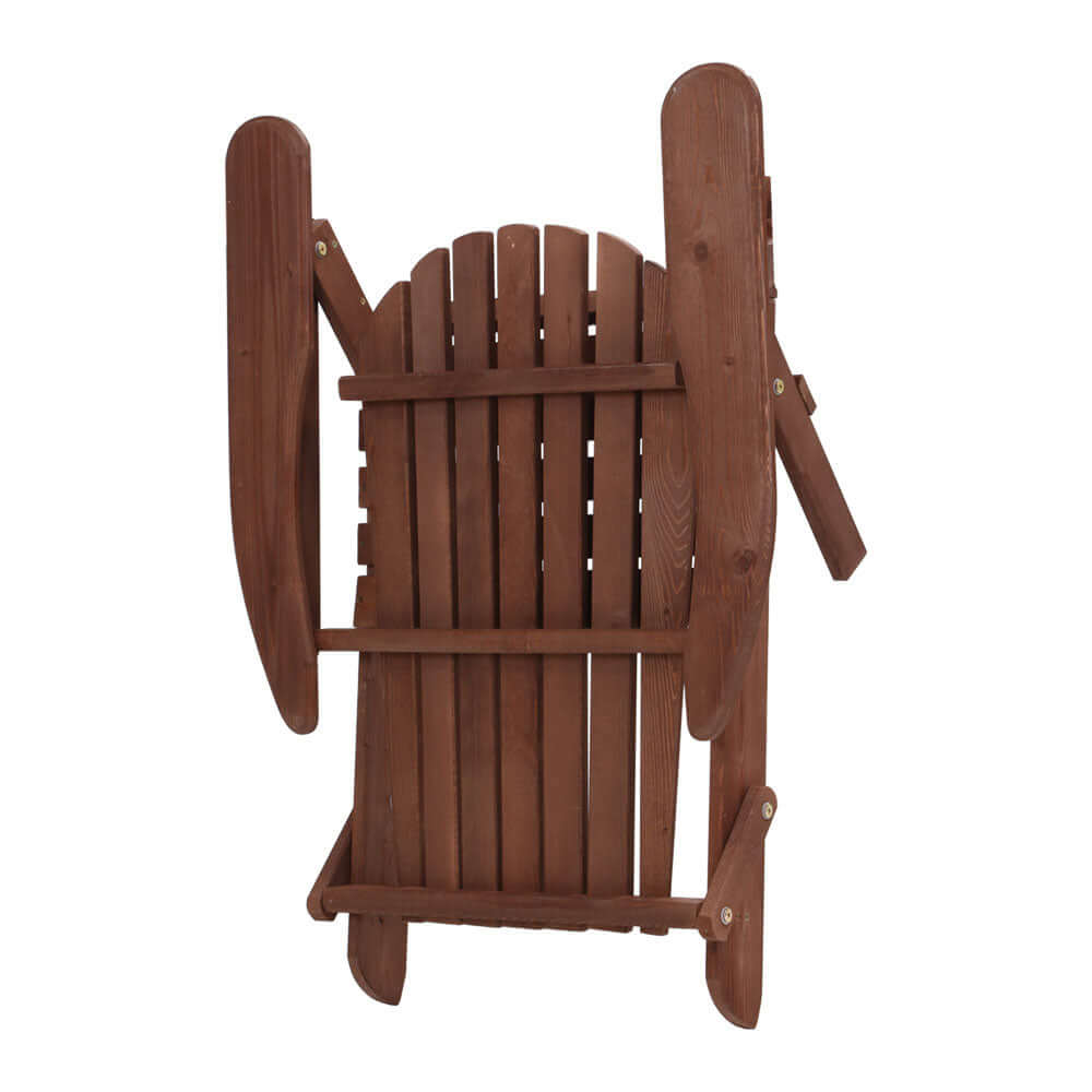 Foldable Gardeon Adirondack chair in brown, ideal for outdoor relaxing and DIY projects.