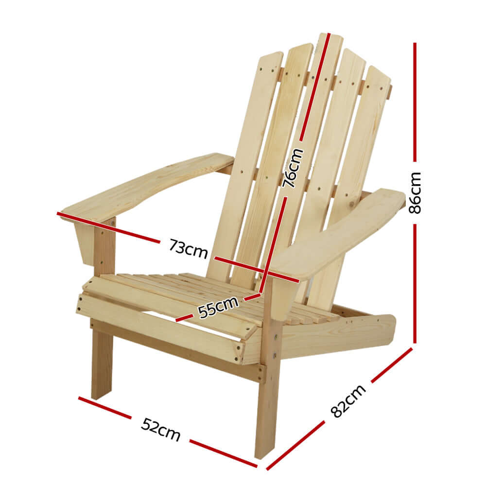 كراسي خارجية من Gardeon Adirondack كرسي شاطئ خشبي أثاث فناء حديقة طبيعي