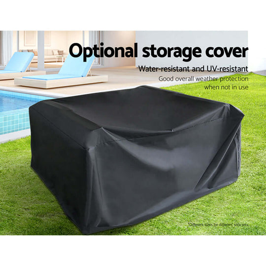 Water-resistant optional storage cover for outdoor furniture, providing UV protection and weather defense when not in use.