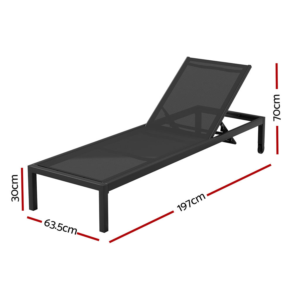 DSZ Product, feed-cond-new, feed-sl-DSZ Freight Payable, newGardeon Sun Lounge Outdoor Lounger Aluminium Folding Beach Chair Wheels Black - Premium Furniture > Outdoor > Outdoor Sofas & Lounge Sets from Gardeon ! Shop Online Buy Now at S & D's Value Store Family Business Best Customer ServiceDSZ Product, feed-cond-new, feed-sl-DSZ Freight Payable, new