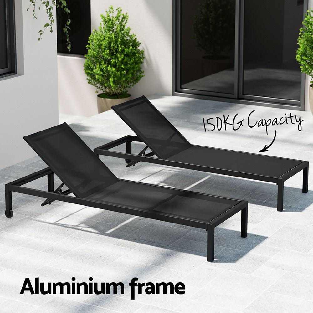 DSZ Product, feed-cond-new, feed-sl-DSZ Freight Payable, newGardeon Sun Lounge Outdoor Lounger Aluminium Folding Beach Chair Wheels Black - Premium Furniture > Outdoor > Outdoor Sofas & Lounge Sets from Gardeon ! Shop Online Buy Now at S & D's Value Store Family Business Best Customer ServiceDSZ Product, feed-cond-new, feed-sl-DSZ Freight Payable, new