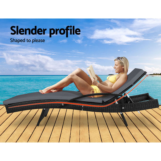 DSZ Product, feed-cond-new, feed-sl-DSZ Freight Payable, newGardeon Sun Lounge Wicker Lounger Outdoor Furniture Beach Chair Patio Adjustable Cushion Black - Premium Furniture > Bar Stools & Chairs > Arm Chairs & Recliners from Gardeon ! Shop Online Buy Now at S & D's Value Store Family Business Best Customer ServiceDSZ Product, feed-cond-new, feed-sl-DSZ Freight Payable, new