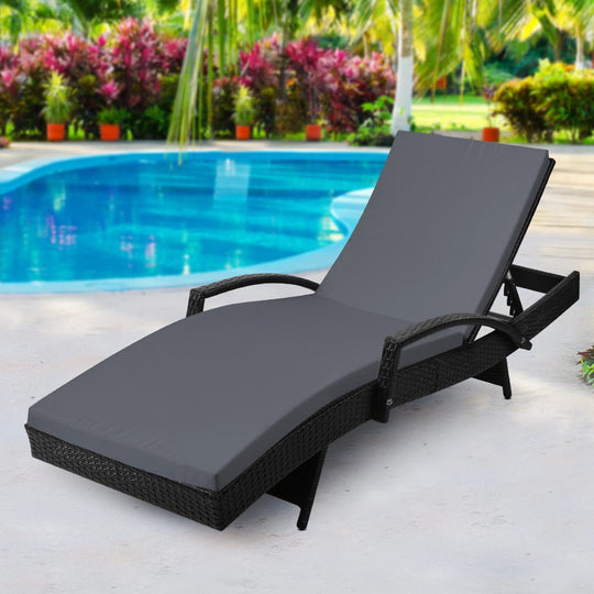 DSZ Product, feed-cond-new, feed-sl-DSZ Freight Payable, newGardeon Sun Lounge Wicker Lounger Outdoor Furniture Beach Chair Patio Adjustable Cushion Black - Premium Furniture > Bar Stools & Chairs > Arm Chairs & Recliners from Gardeon ! Shop Online Buy Now at S & D's Value Store Family Business Best Customer ServiceDSZ Product, feed-cond-new, feed-sl-DSZ Freight Payable, new