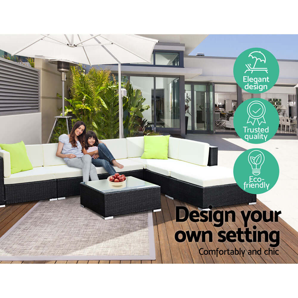 Gardeon 2PC outdoor furniture sofa set featuring elegant design and eco-friendly materials, perfect for stylish garden lounging.