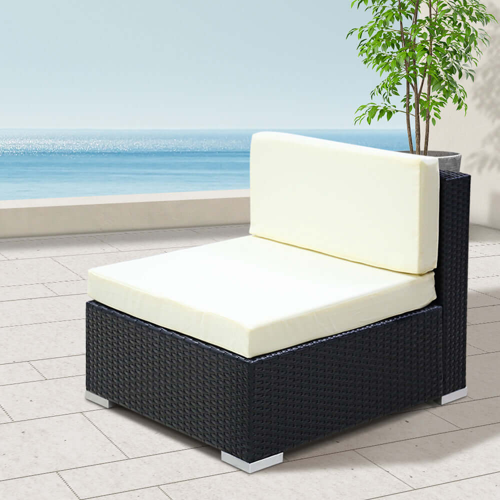 Affordable Gardeon outdoor wicker lounge chair with thick foam cushion ideal for garden and patio settings.