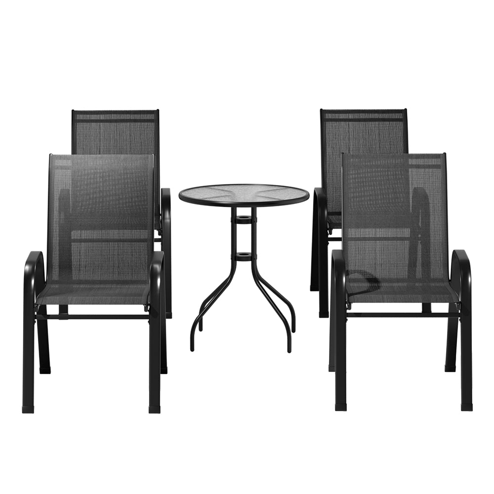 DSZ Product, feed-cond-new, feed-sl-DSZ Freight Payable, newGardeon 5Pc Bistro Set Outdoor Table And Chairs Stackable Outdoor Furniture Black - Premium Furniture > Outdoor > Outdoor Sofas & Lounge Sets from Gardeon ! Shop Online Buy Now at S & D's Value Store Family Business Best Customer ServiceDSZ Product, feed-cond-new, feed-sl-DSZ Freight Payable, new