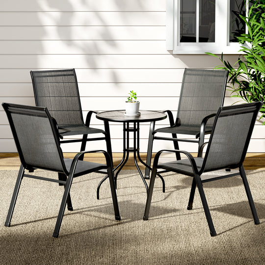 DSZ Product, feed-cond-new, feed-sl-DSZ Freight Payable, newGardeon 5Pc Bistro Set Outdoor Table And Chairs Stackable Outdoor Furniture Black - Premium Furniture > Outdoor > Outdoor Sofas & Lounge Sets from Gardeon ! Shop Online Buy Now at S & D's Value Store Family Business Best Customer ServiceDSZ Product, feed-cond-new, feed-sl-DSZ Freight Payable, new