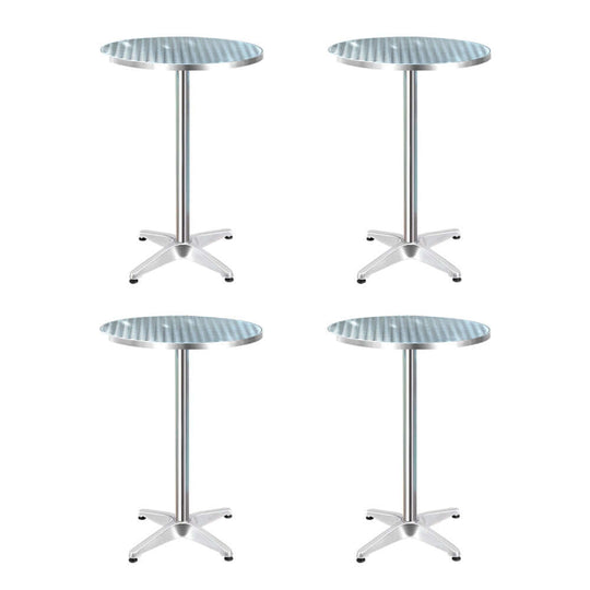 Set of 4 Gardeon outdoor bar tables with stainless steel tops, adjustable heights, affordable quality for stylish entertainment.