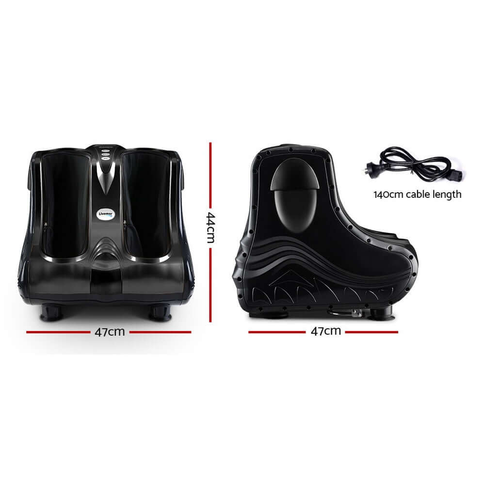 Livemor Foot Massager dimensions with cable length, showcasing affordable quality shiatsu electric design for relaxation.